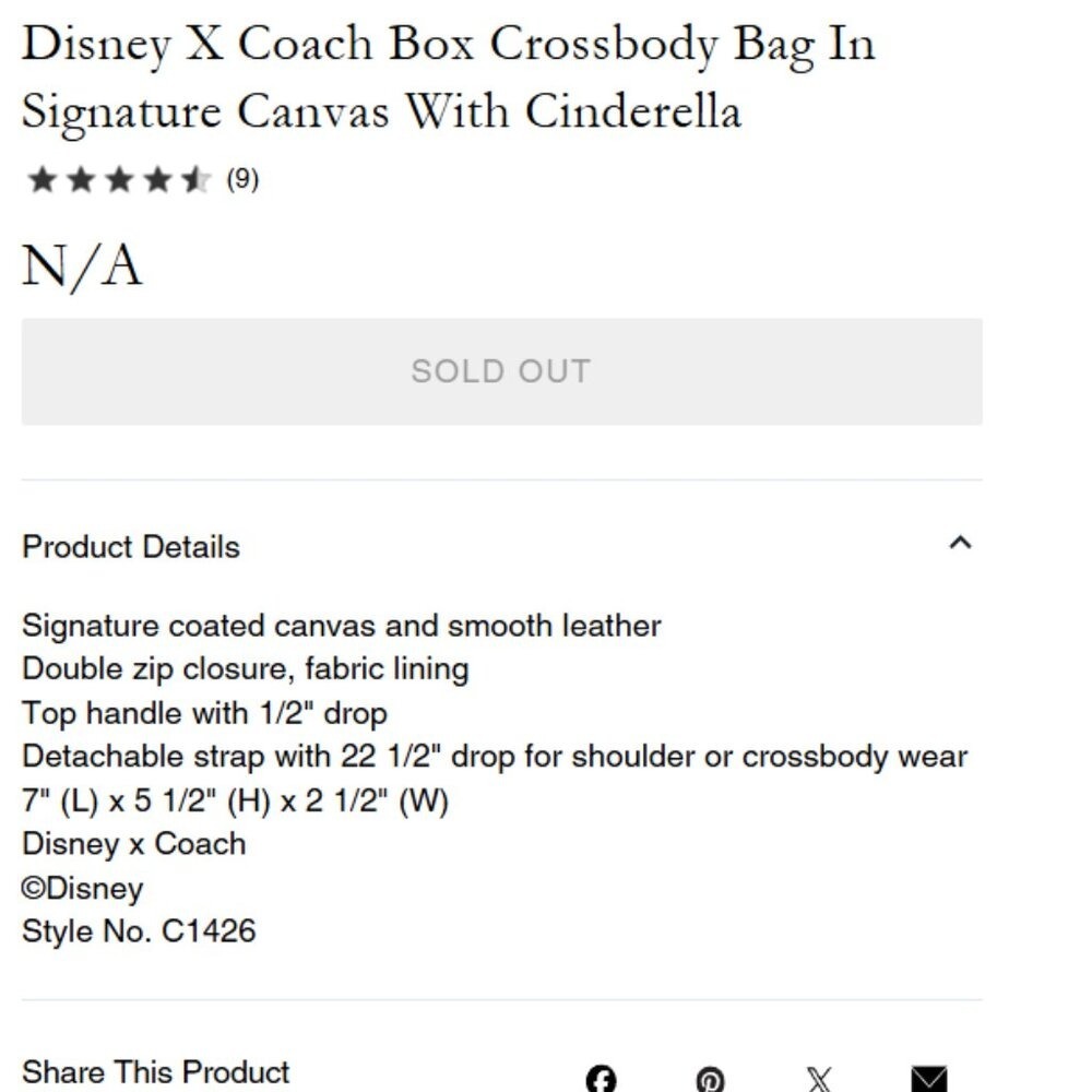 COACH Disney X Coach Cinderella Carriage Crossbody In Signature Canvas - Picture 11 of 12